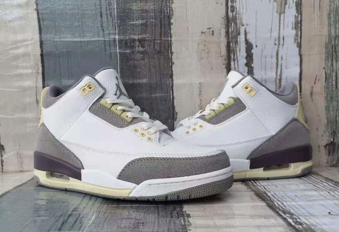 2021 Air Jordan 3 Retro White Grey Yellow Shoes - Click Image to Close